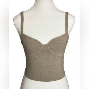 Wilfred Aritzia Olive Green Knit Bustier Tank Cropped Camisole Top L